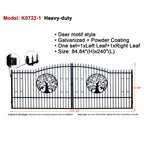 20x7ft Heavy-Duty Galvanized Metal Security Gate Deer Design