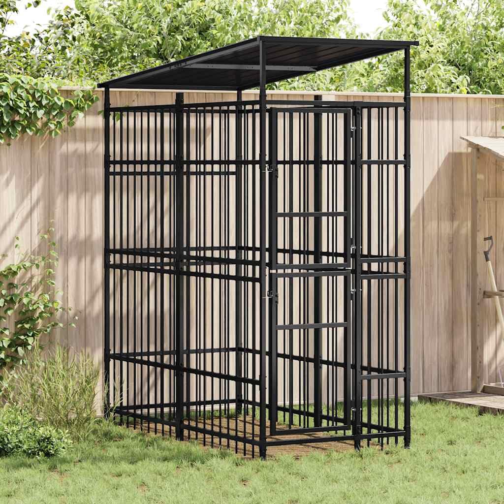 Steel Dog Kennel 138.9 ft Powder Coated Outdoor