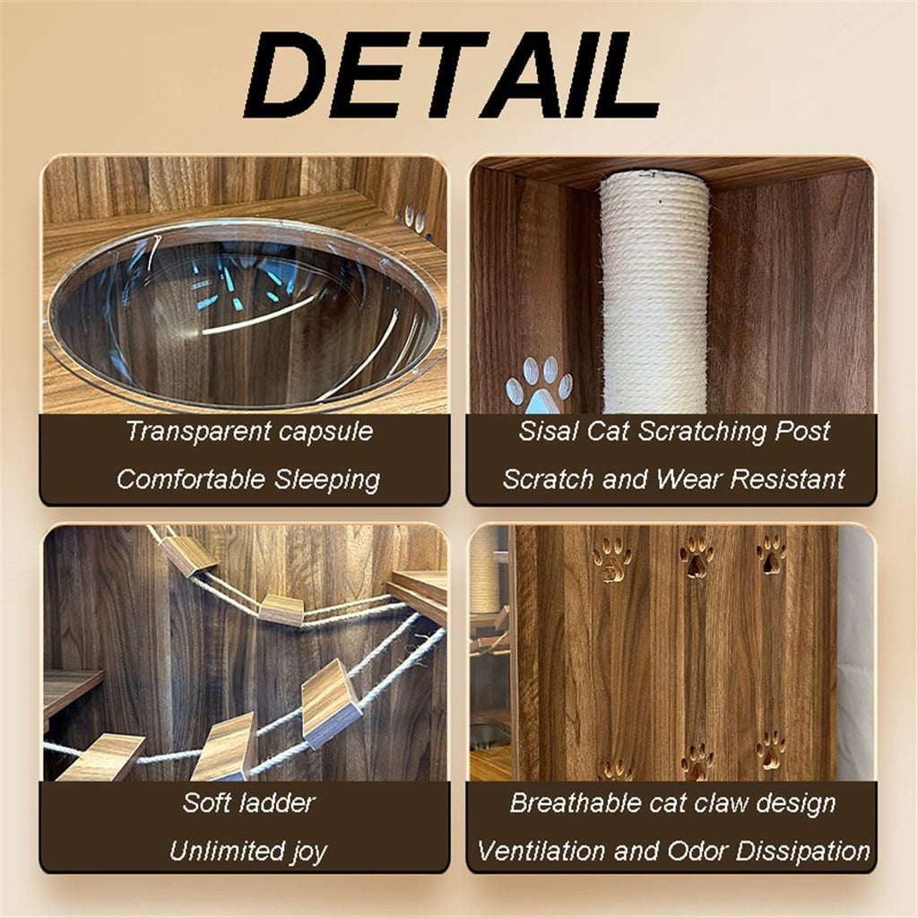 Wood Cat and Dog Kennel Integrated Cage Condo