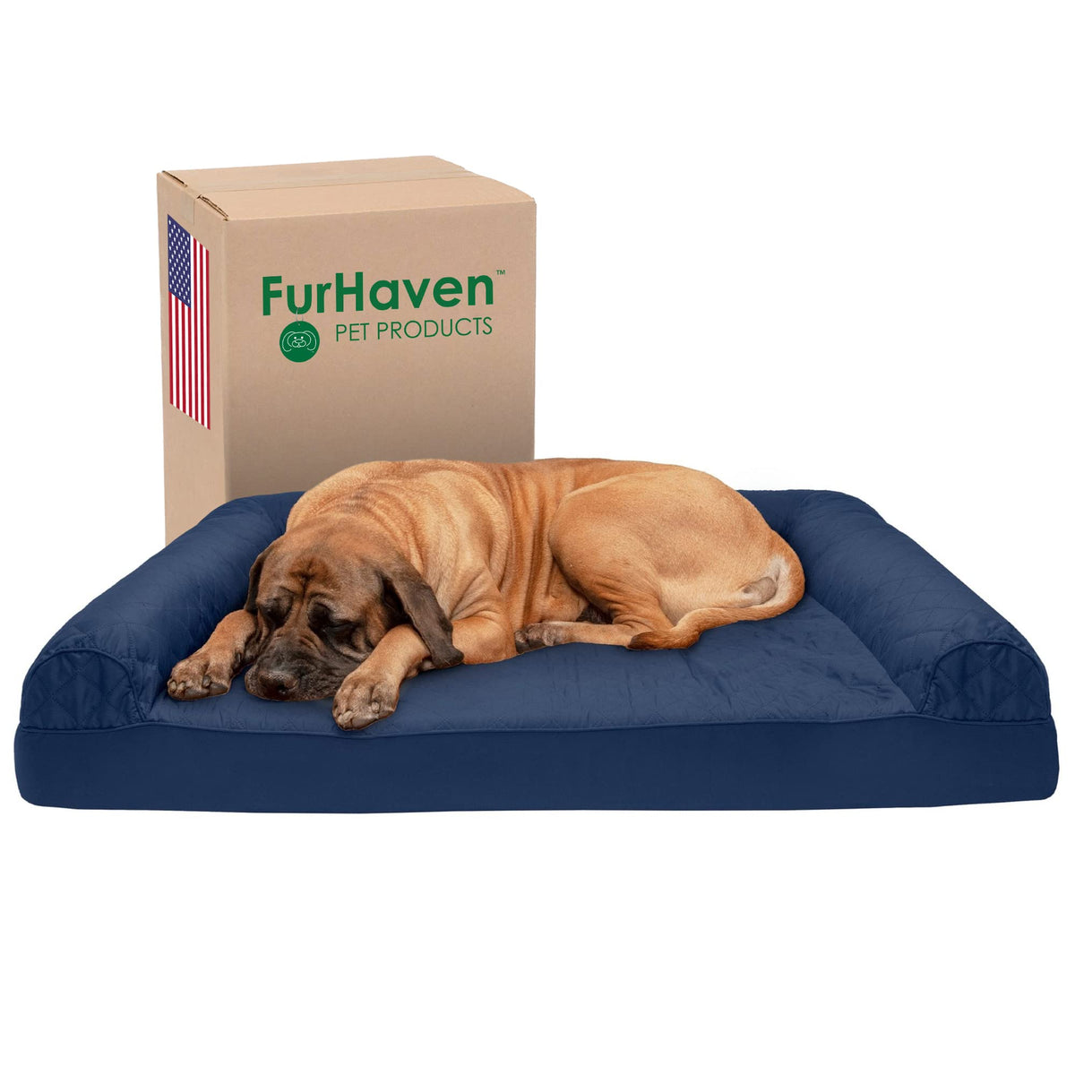 Furhaven Cooling Gel Dog Bed for Large Dogs w/ Removable Bolsters & Washable Cover, For Dogs Up to 125 lbs - Quilted Sofa - Iron Gray, Jumbo Plus/XXL
