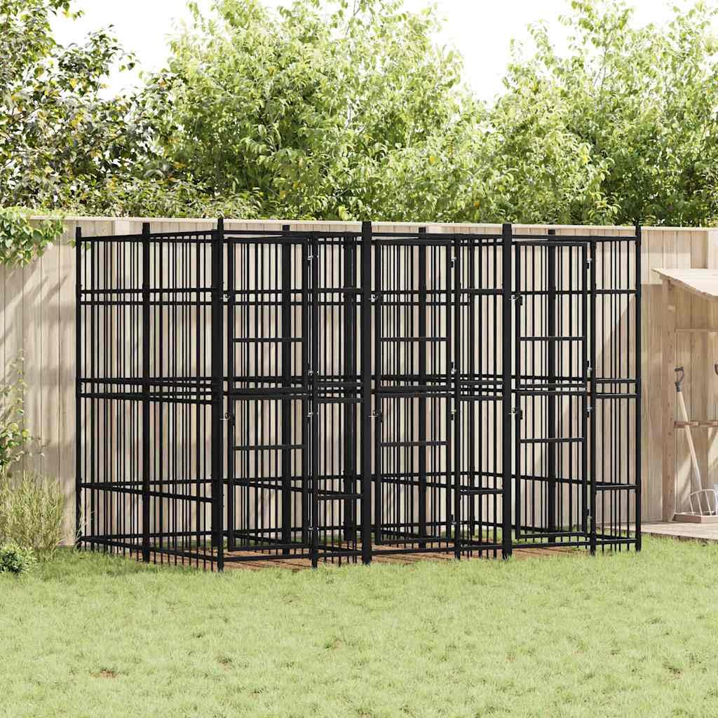 Outdoor Dog Kennel with Roof Steel 119 ft²