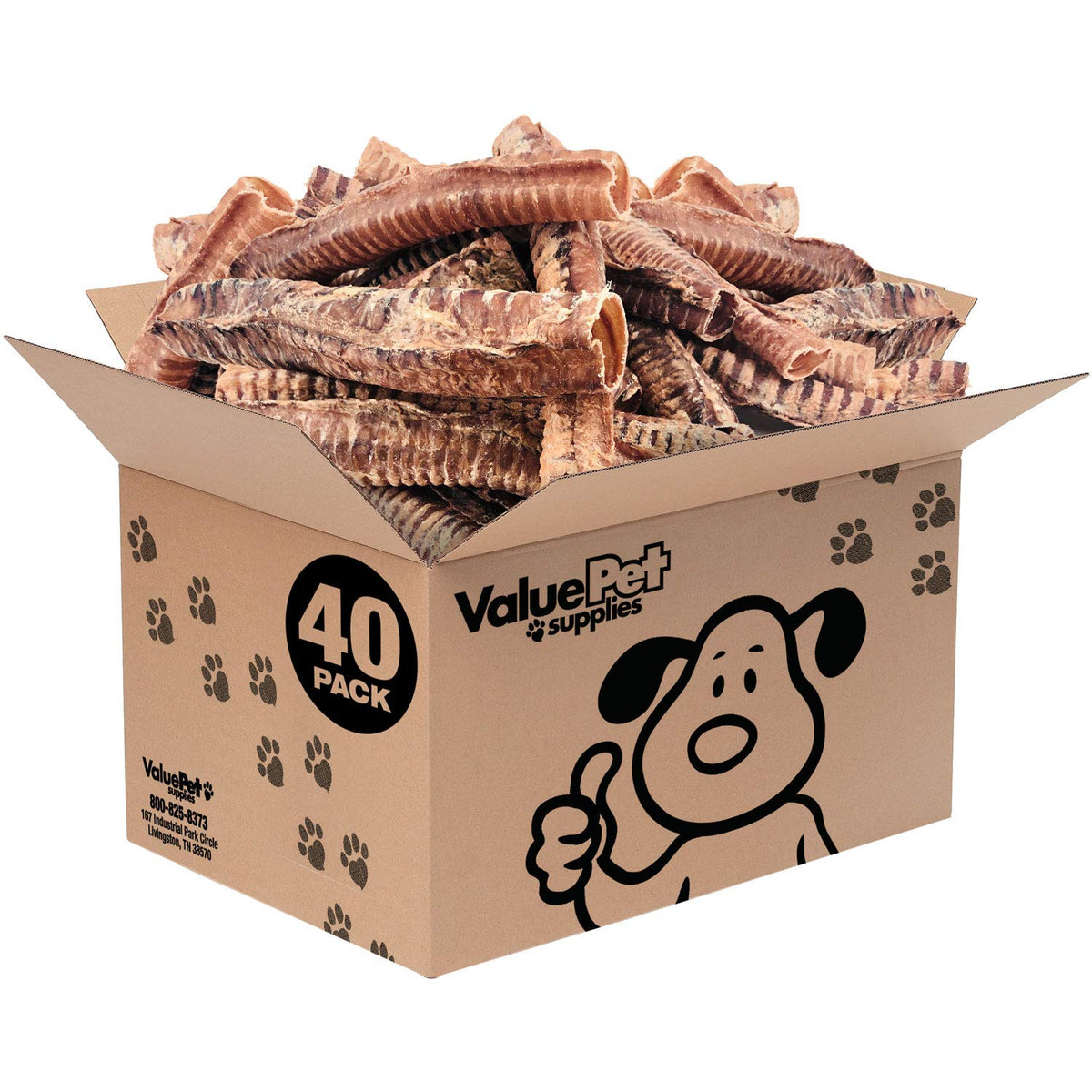 ValueBull Beef Trachea Dog Chews 10-12 Inch, 40 Count