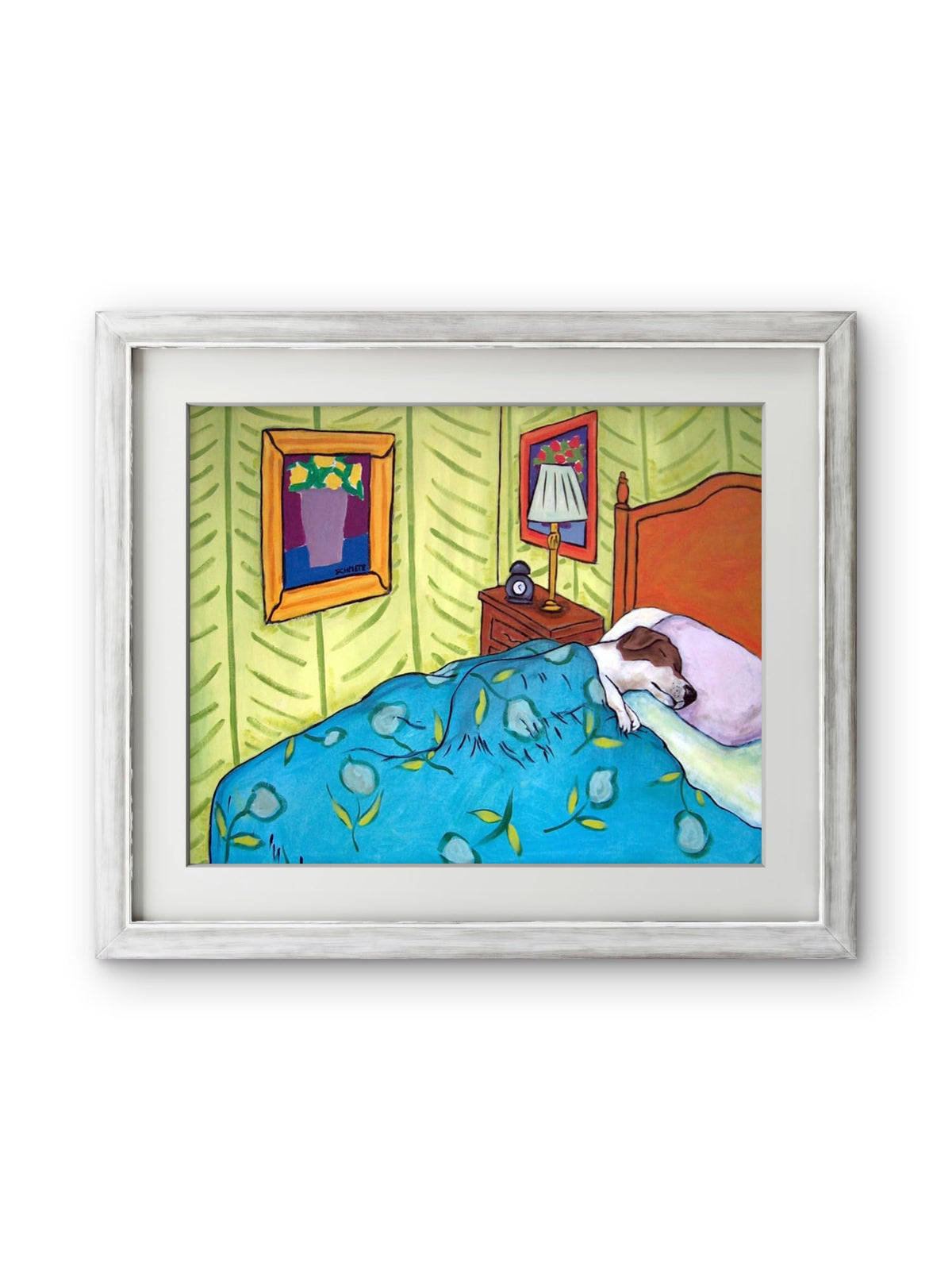 SCHMETZPETZ Jack Russell Art Print, Sleeping Dog Wall Decor, Cute Puppy Painting, Available in Matte, Glossy, or Canvas