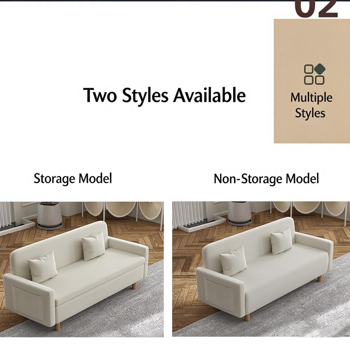 Cat Scratch Resistant Faux Leather Storage Sofa