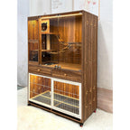 Wood Cat and Dog Kennel Integrated Cage Condo