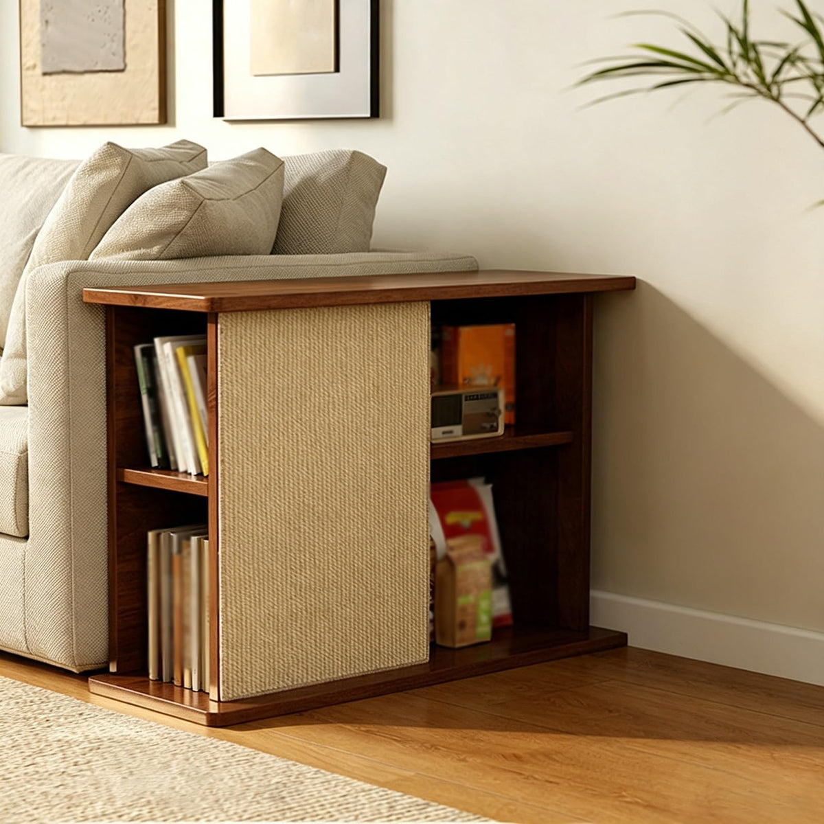 Multi-Functional Cat Scratcher Sofa Side Table with Storage Space - Stylish Pet Furniture, Durable Scratch Post, Ideal for Cats & Home Decor