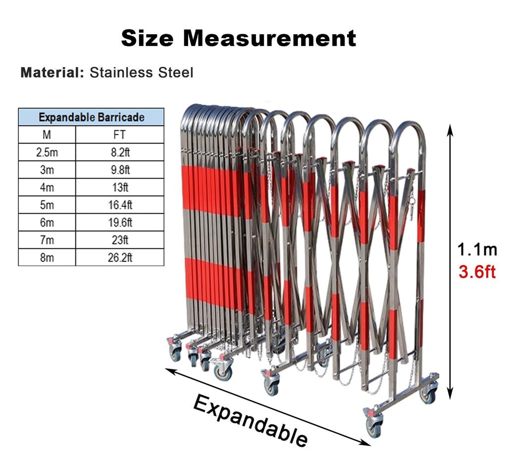 Expandable Mobile Barricade Stainless Steel Expandable Mobile Barricade, Safety Barrier Gate for Nursery, School, Driveway, Portable Telescopic Stanchions for Crowd Control (Size :