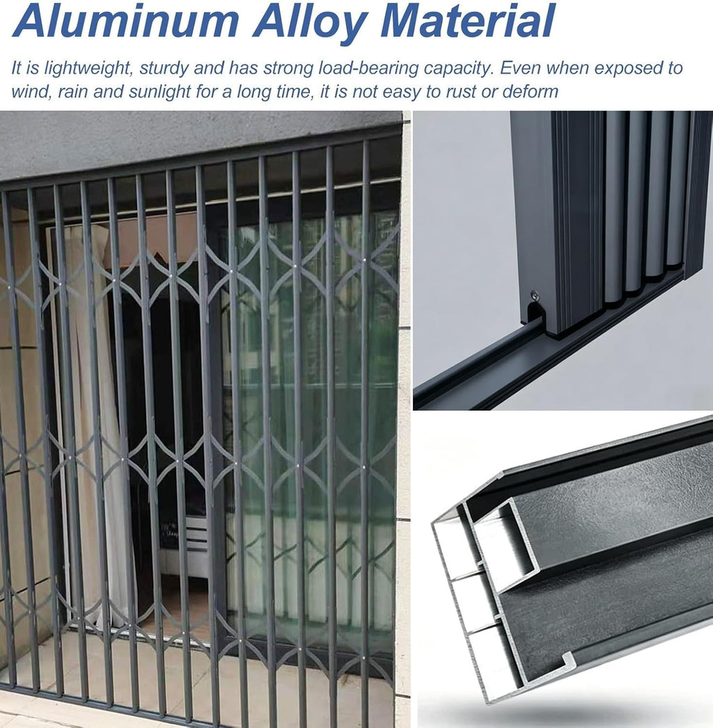 Retractable Folding Security Grill Gate for Windows – Durable, Space-Saving Safety Barrier, Child and Pet Proof, Easy Installation, Ideal for Home and Business Security