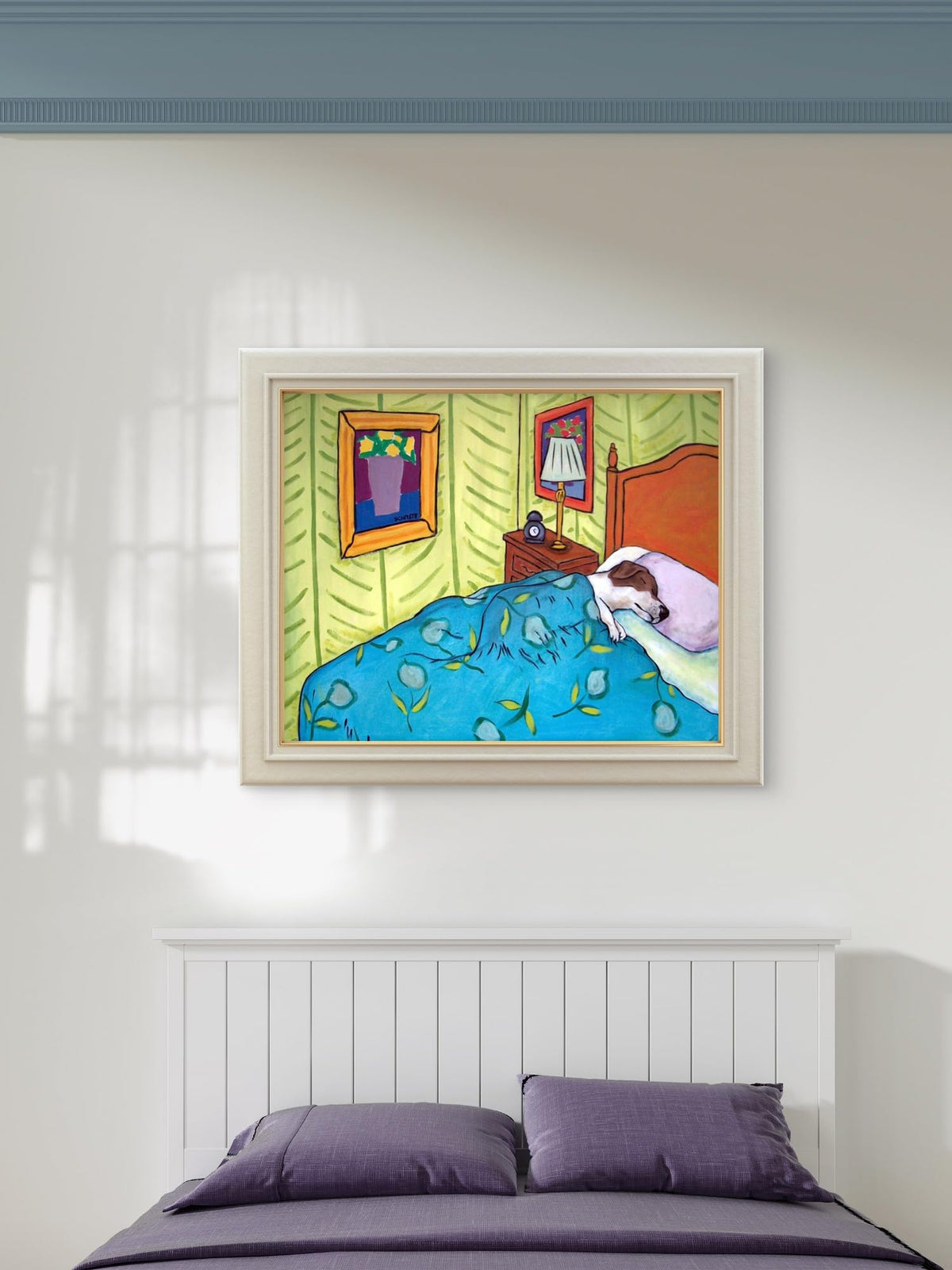 SCHMETZPETZ Jack Russell Art Print, Sleeping Dog Wall Decor, Cute Puppy Painting, Available in Matte, Glossy, or Canvas