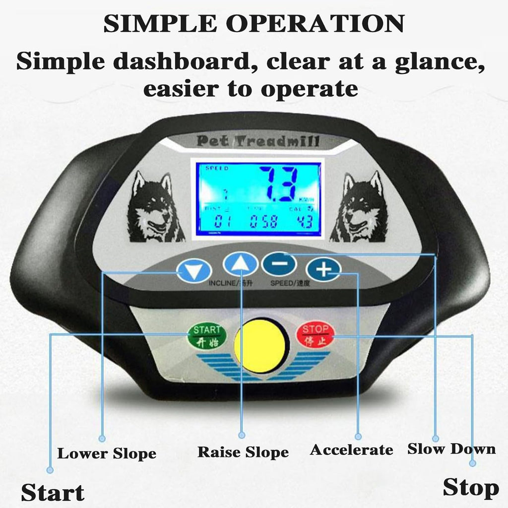 Large Medium Dogs Dog Treadmill,Pet Running Machine Exercise Equipment, LCD Display Scree,0.8-12 Km/H Speed,Indoor & Outdoor Training,Up 220LB