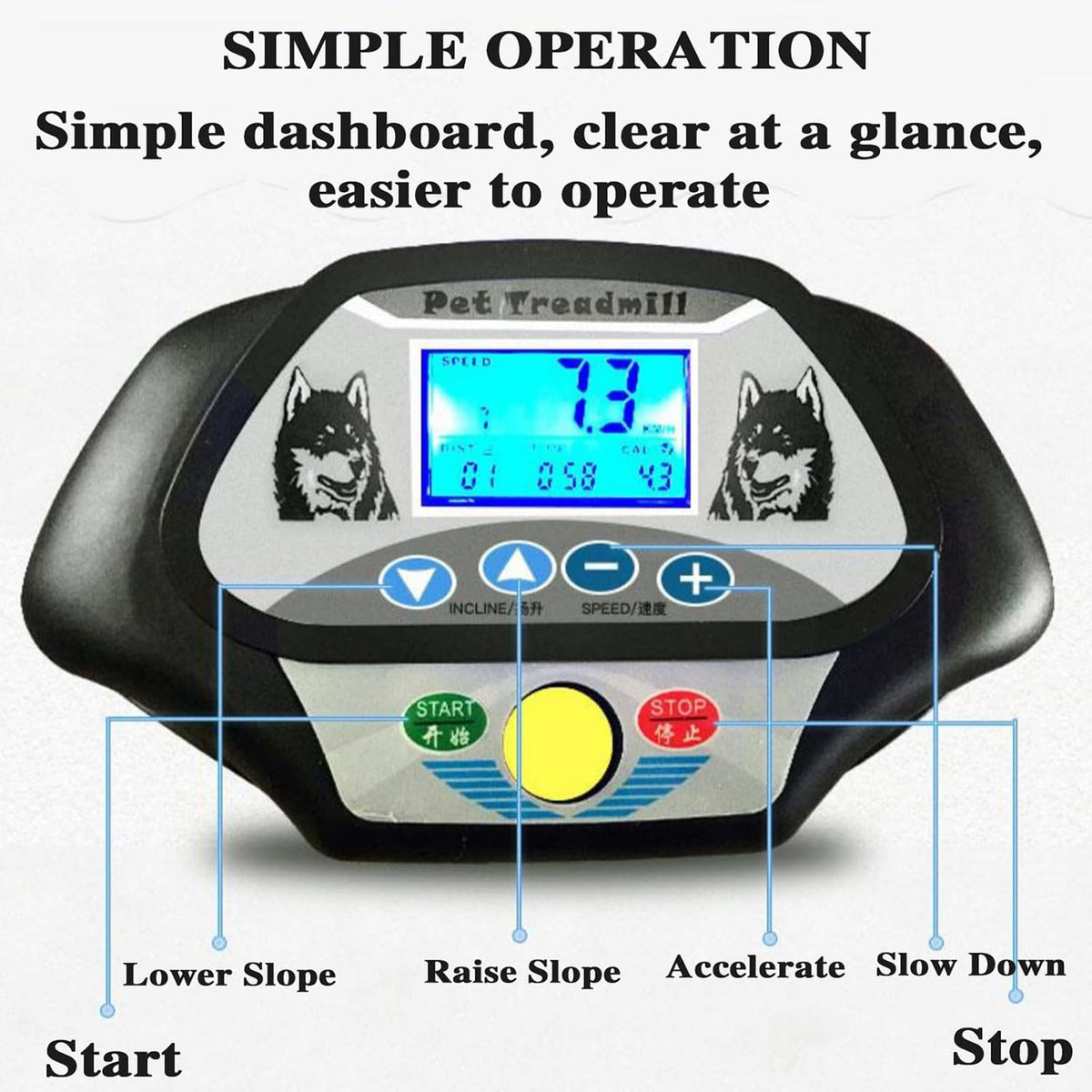Large Medium Dogs Dog Treadmill,Pet Running Machine Exercise Equipment, LCD Display Scree,0.8-12 Km/H Speed,Indoor & Outdoor Training,Up 220LB