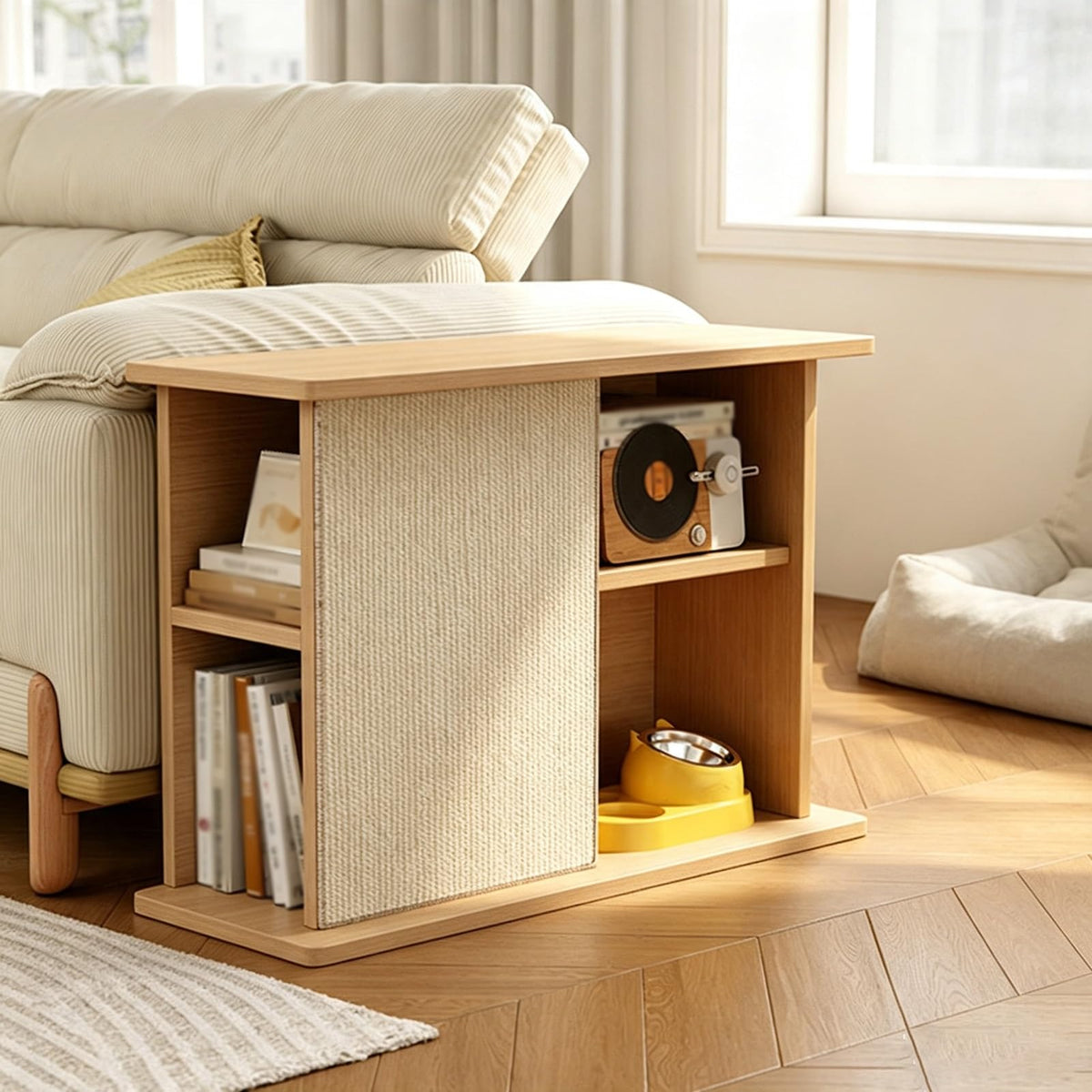 Multi-Functional Cat Scratcher Sofa Side Table with Storage Space - Stylish Pet Furniture, Durable Scratch Post, Ideal for Cats & Home Decor