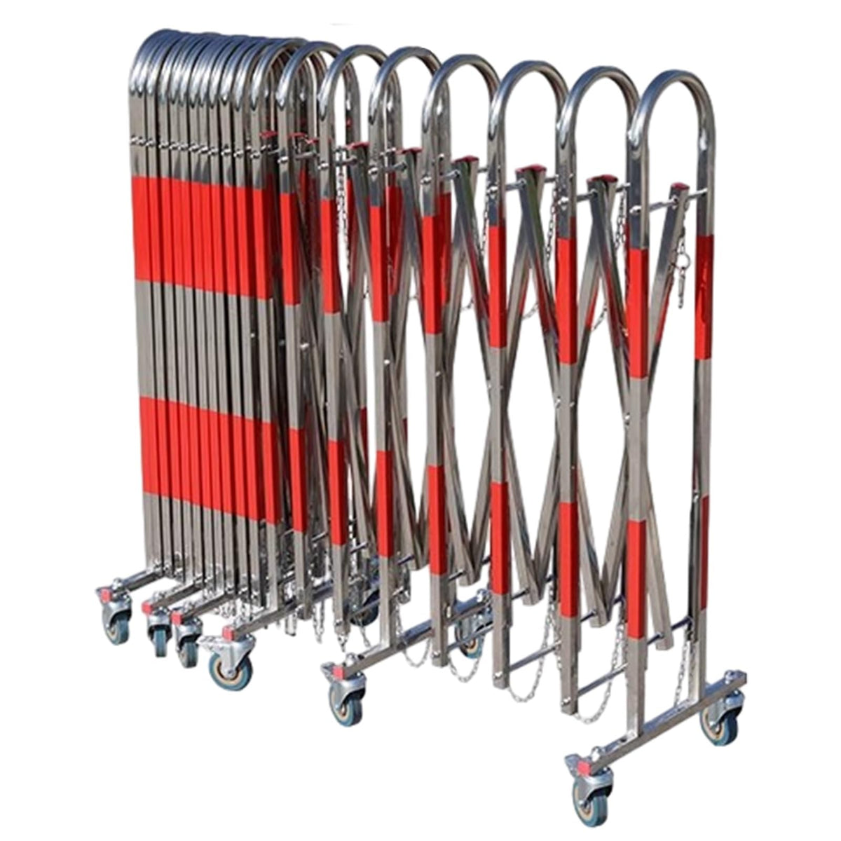 Expandable Mobile Barricade Stainless Steel Expandable Mobile Barricade, Safety Barrier Gate for Nursery, School, Driveway, Portable Telescopic Stanchions for Crowd Control (Size :