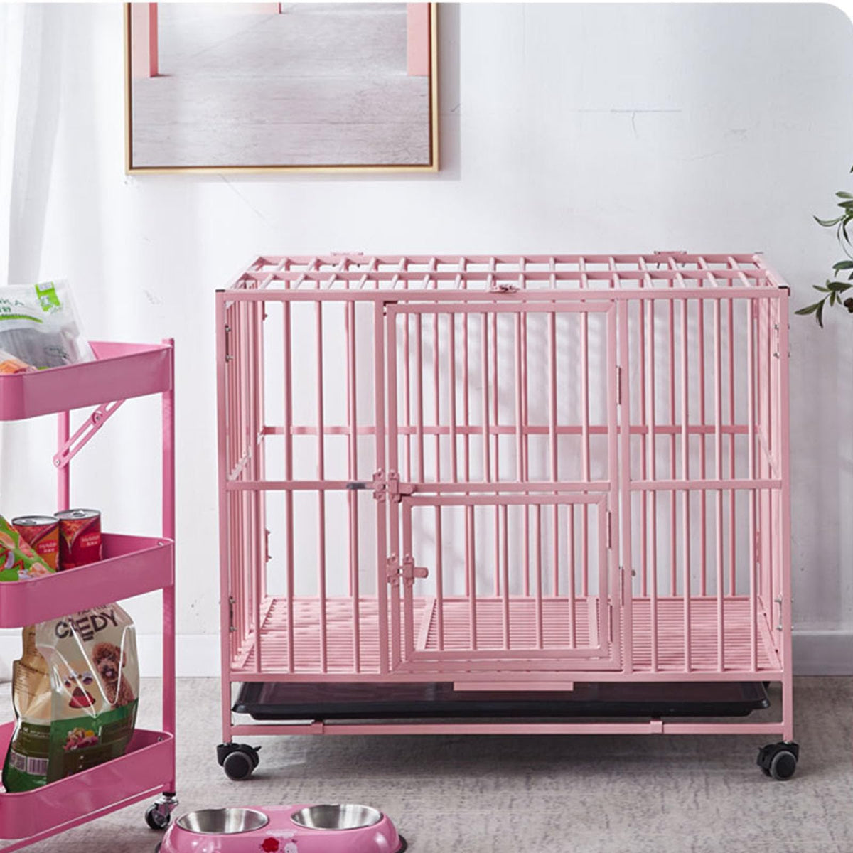 Folding Pet Cage Indoor with Toilet Large Dog Cage Suitable for Indoor and Outdoor Pet Housing Dog House,