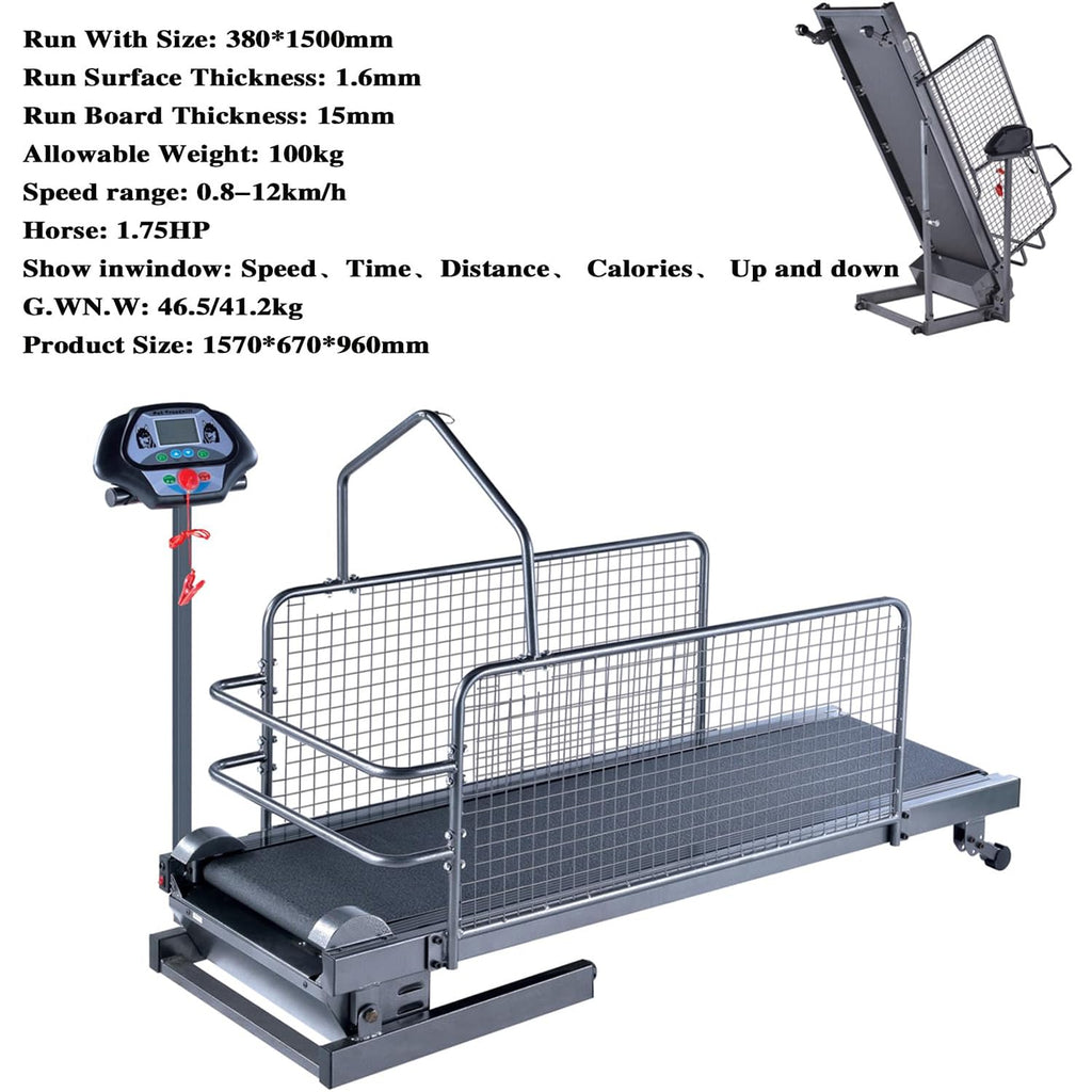 Large Medium Dogs Dog Treadmill,Pet Running Machine Exercise Equipment, LCD Display Scree,0.8-12 Km/H Speed,Indoor & Outdoor Training,Up 220LB