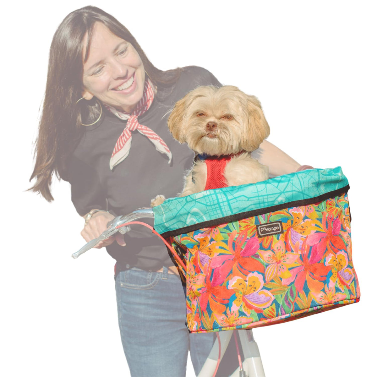 Po Campo Pinellas Bike Basket – Large Bicycle Basket for Pets or Storage – Sturdy Handlebar Bag for Cycling with Your Dog – Removable Shoulder Strap to Use as Tote