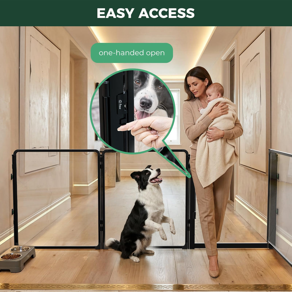 FXW ClariWall Metal & Acrylic Dog Gate, Extra Wide for Openings Up to 219"