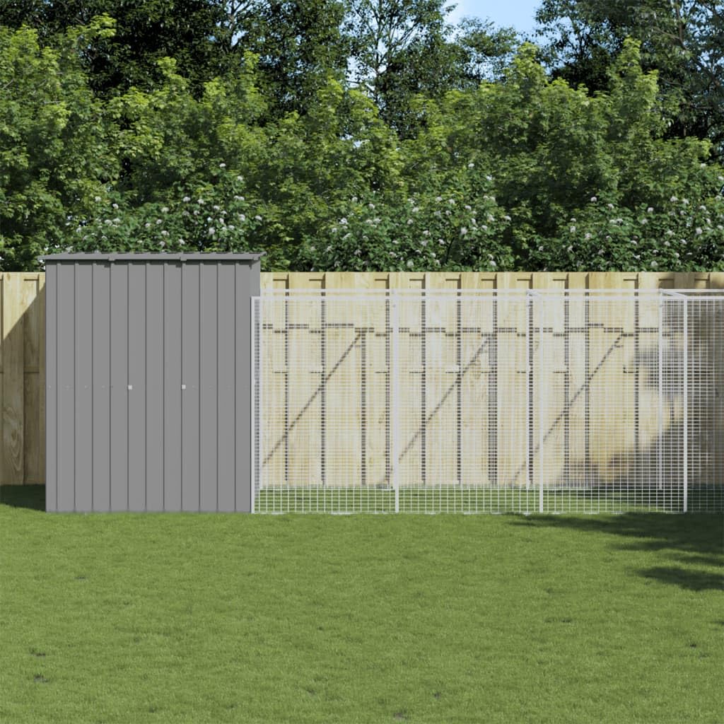 Dog House with Extended Run Galvanized Steel 65"x339.8"x71.3"