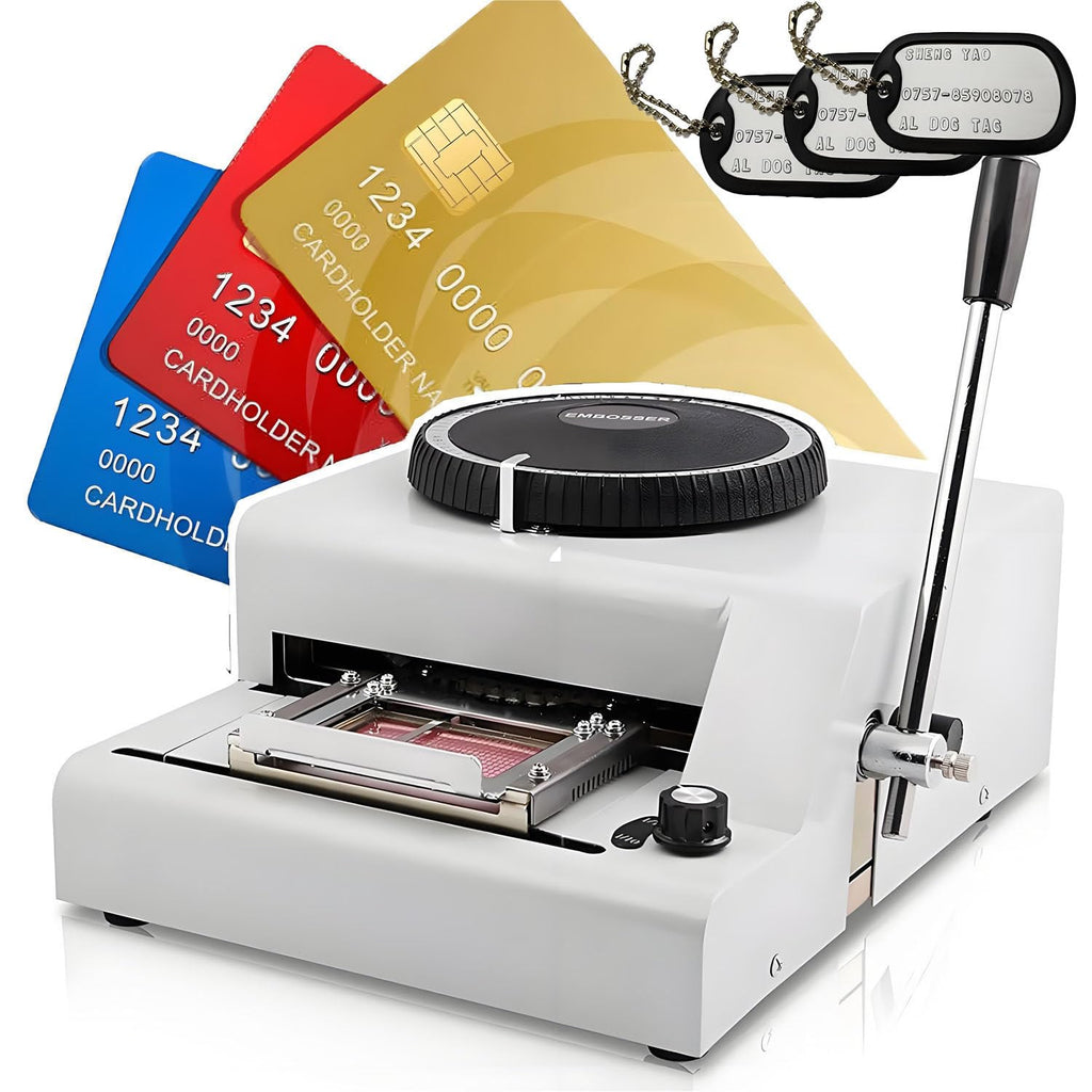 Custom Dog Tag Embosser Machine - 72 Character Capacity with 30 Aluminum Tags & PVC Cards - Effortlessly Create Personalized Dog Tags for Pets