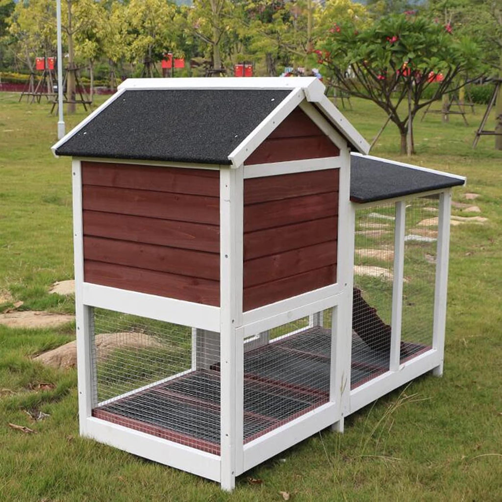Double-Storey Pet Villa with Pull-Out Tray for Indoor and Outdoor Use,