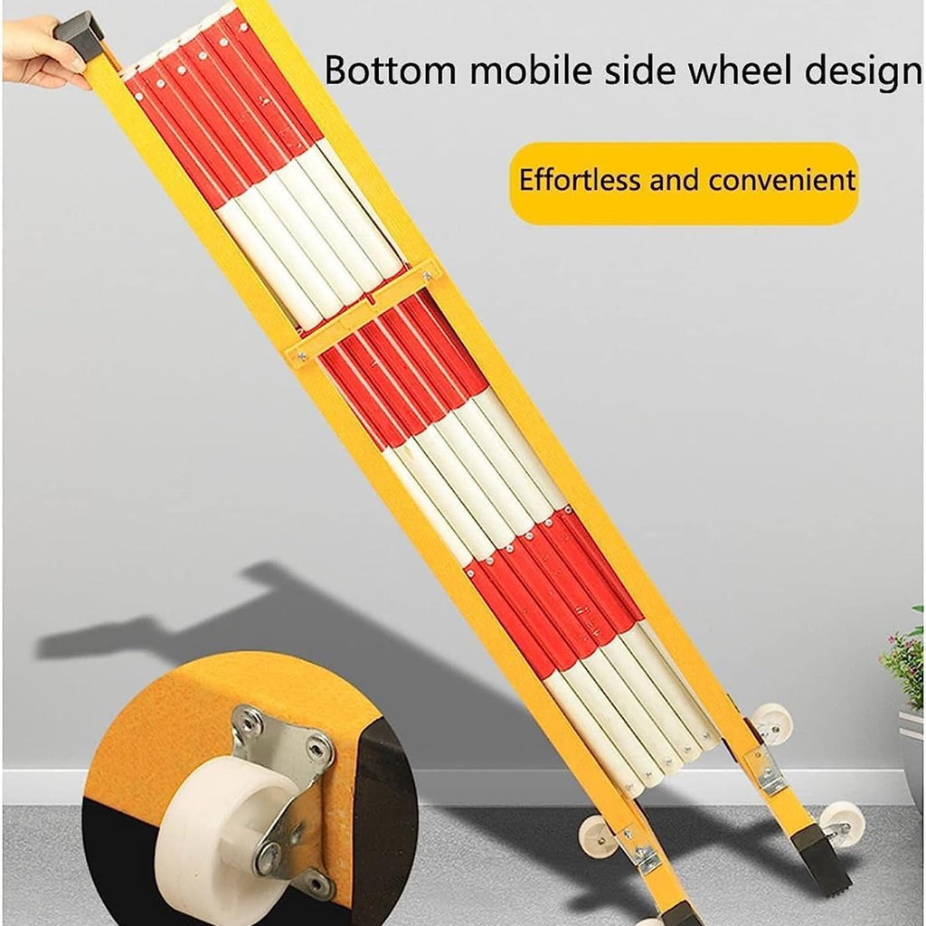 Heavy-Duty 23ft Retractable Metal Barrier with Wheels - Adjustable Safe Fence & Foldable Security Gate for Traffic Control, Industrial, Events, Outdoor Safety