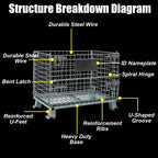 Foldable Wire Storage Cage with Front Drop Door - Open-Top Metal Mesh Crate for Pets, Storage, and Organization - Heavy Duty, Portable, and Versatile Design
