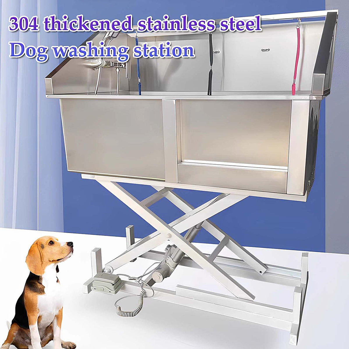 Dog Washing Station, Stainless Steel Grooming Tub for Professional Use