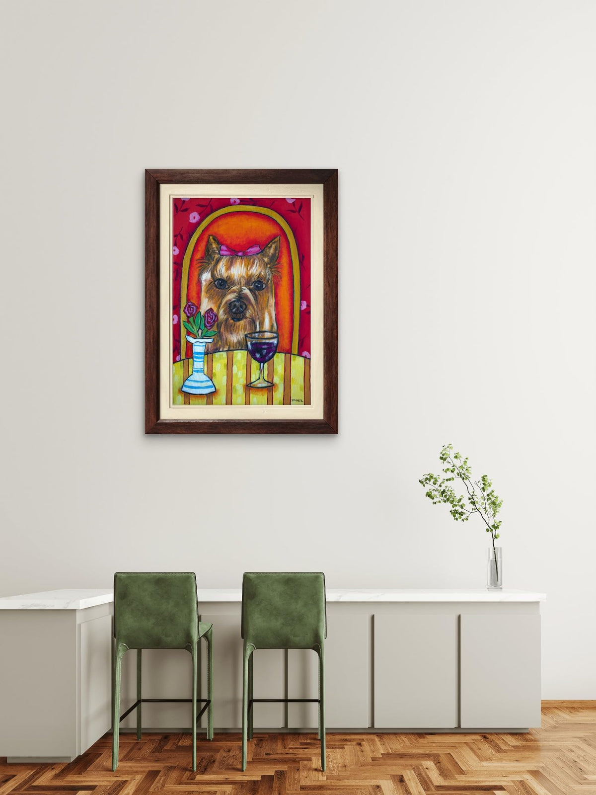 SCHMETZPETZYorkie Wine Bar Art Print – Yorkshire Terrier Dog Wall Decor