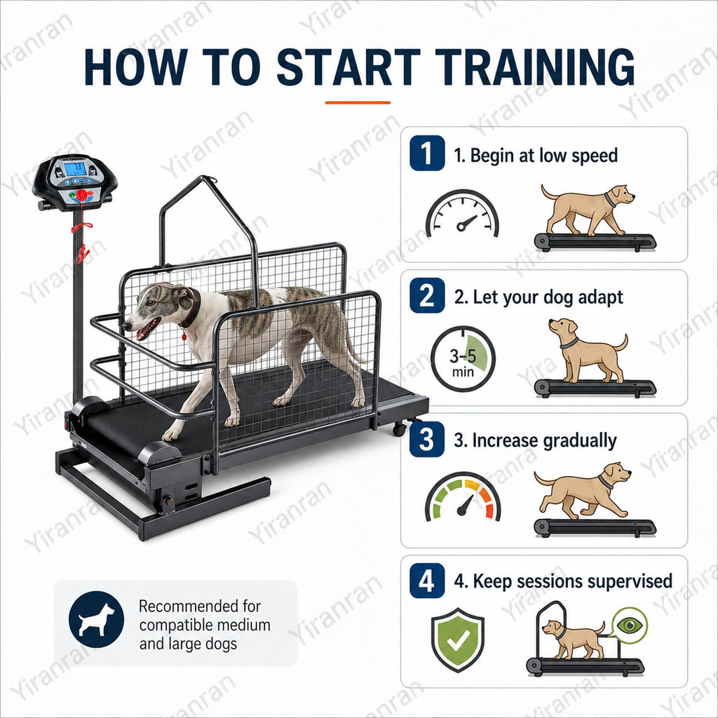 Pet Running Machine with LCD Display, Large Medium Dogs Dog Treadmill, 220 Lb Capacity with Enclosed Safety Rails, 0.5-7.5 Mph Adjustable Speed, for Indoor & Outdoor Training
