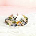 Donut Dog Bed for Small Dogs & Cats - Gnomes with Sunflowers Calming Anti-Anxiety Pet Bed with Non-Slip Base, Removable & Machine Washable, 22"