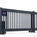 QIGONG Automatic Sliding Gate, Stainless Steel, Silver, 144x96 Inches, Wall Mount, Modern Full Screen Style, 220 Pounds