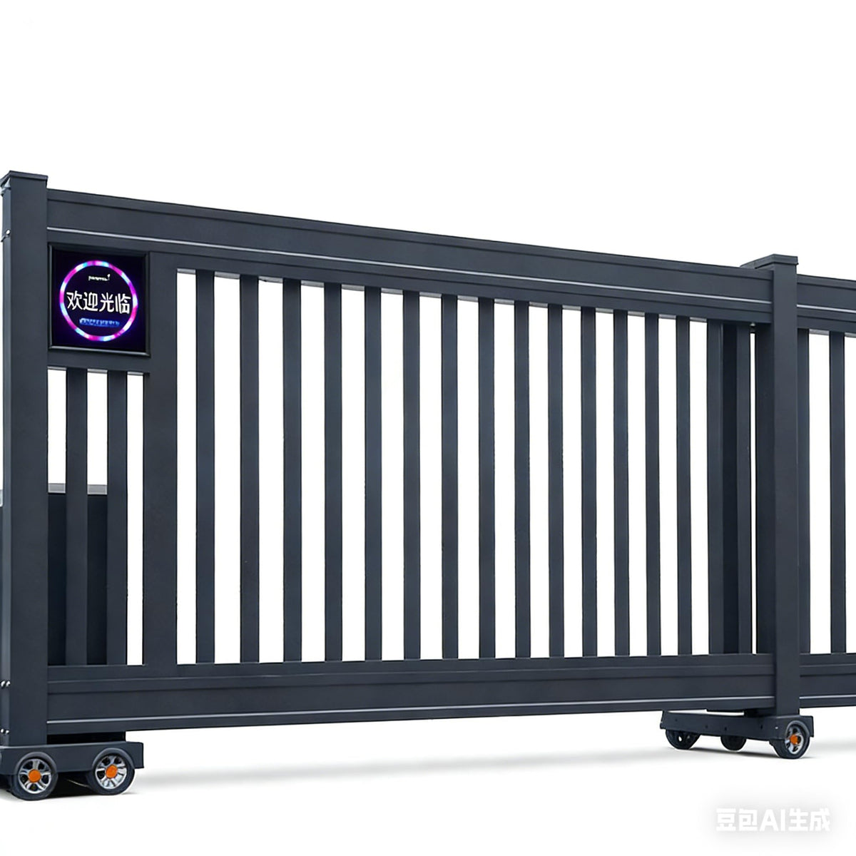 QIGONG Automatic Sliding Gate, Stainless Steel, Silver, 144x96 Inches, Wall Mount, Modern Full Screen Style, 220 Pounds