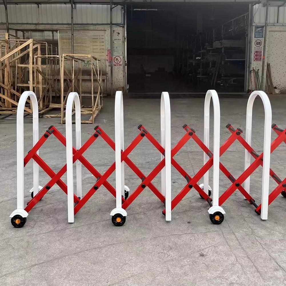 Retractable Mobile Barricade - Adjustable Stainless Steel Security Barrier with Wheels - Durable Vehicle Entry Gate (Red 0.9x9m) - Portable Safety Solution for Event Control