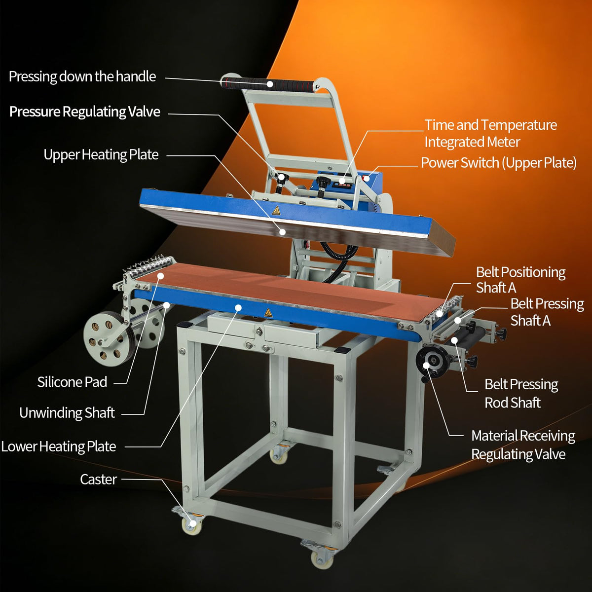 10x40 Inch Manual Lanyard Heat Press Machine, Dual-Side Printing Sublimation Transfer Press with 10 Feed Channels, Heavy-Duty Ribbon & Strap Printing Machine for Lanyards, Belts, Badges, Pet Collars