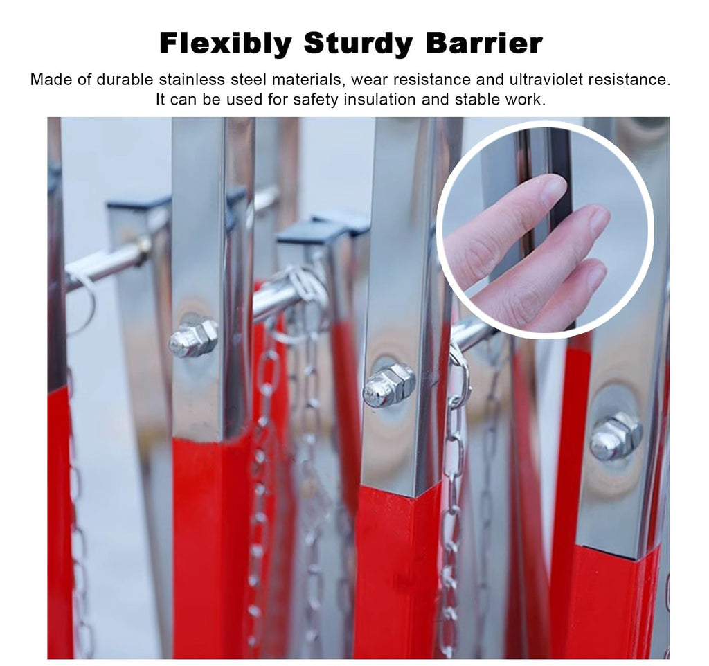 Expandable Mobile Barricade Stainless Steel Expandable Mobile Barricade, Safety Barrier Gate for Nursery, School, Driveway, Portable Telescopic Stanchions for Crowd Control (Size :