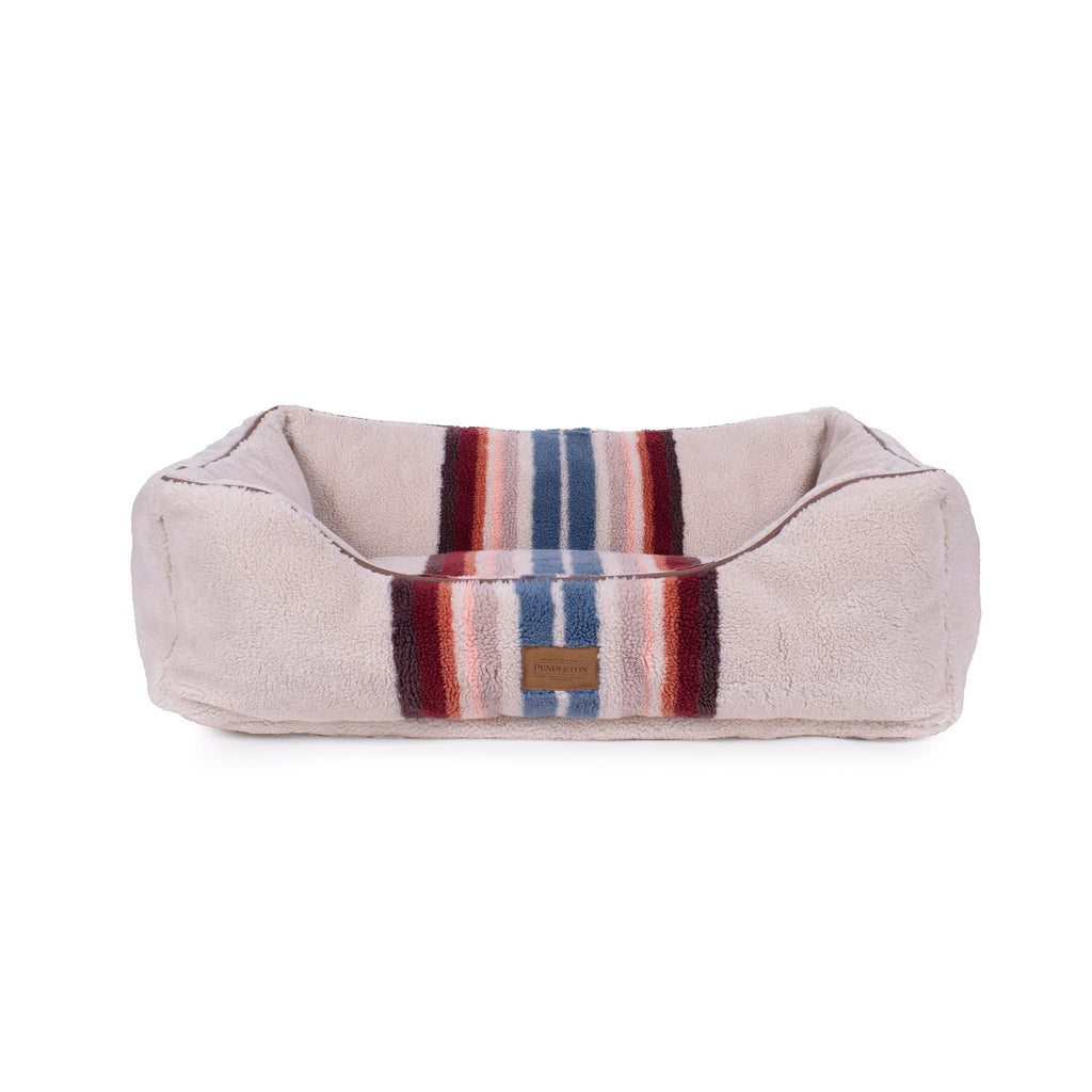Pendleton Berber Bolster Dog Bed, Plush Kuddler with Removable Washable Cover, Pet Bed for Dogs and Cats, X-Large, Harding Tonal Natural