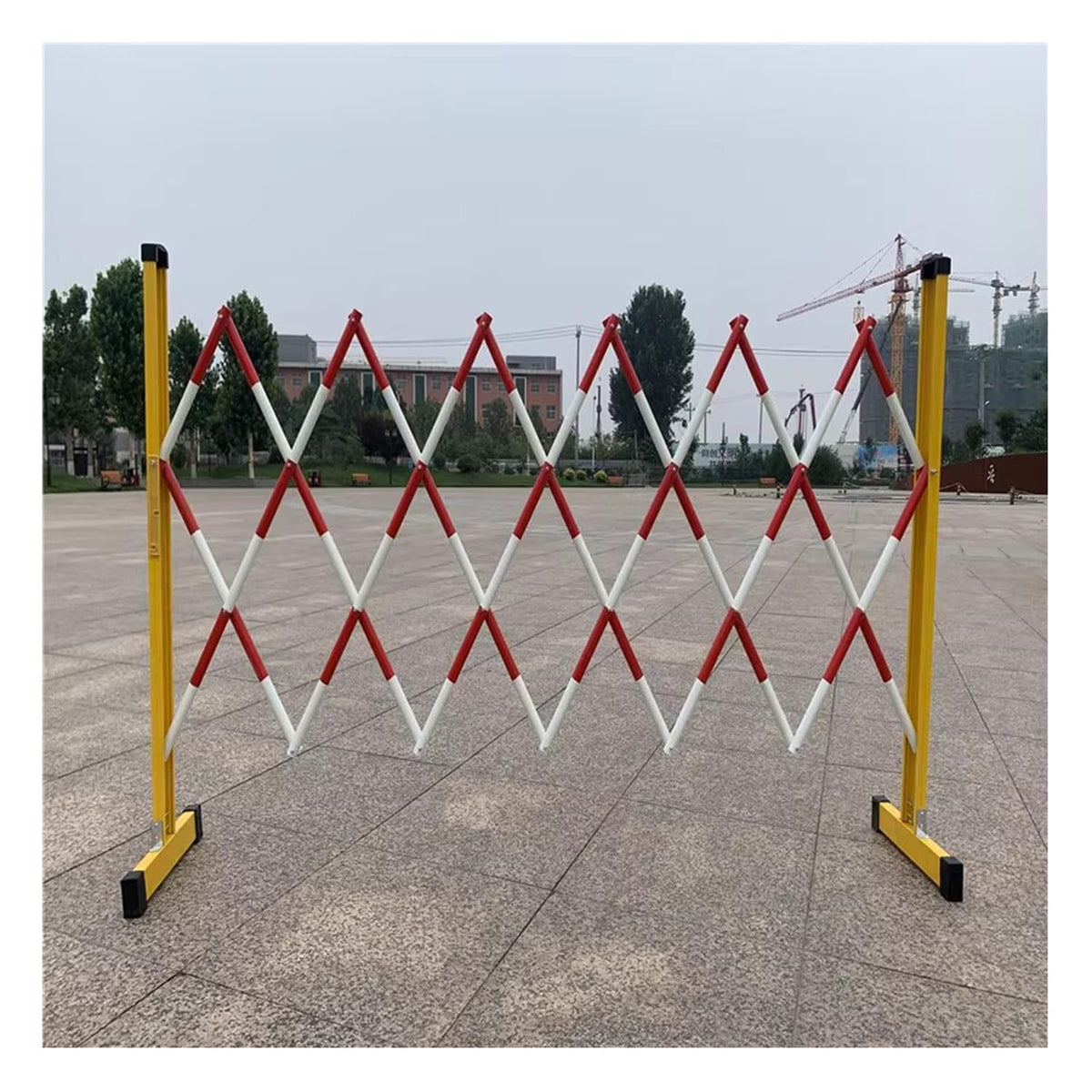 Portable Retractable Folding Barrier Mobile Scissor Gate Traffic Fence for Road Construction Durable Outdoor Safety Barrier - Easy Setup & Highly Visible,Red White-1.2x8m
