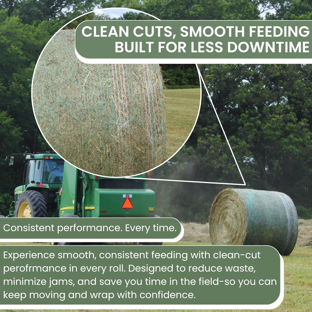 Round Bale Net Wrap - Green - 64inx7000ft - 5-Ft Balers - 8 Roll