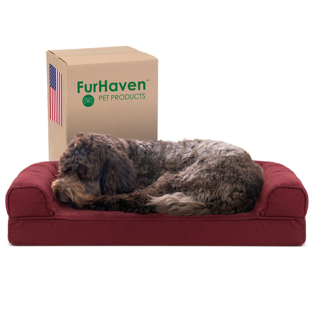 Furhaven Cooling Gel Dog Bed for Large Dogs w/ Removable Bolsters & Washable Cover, For Dogs Up to 125 lbs - Quilted Sofa - Iron Gray, Jumbo Plus/XXL