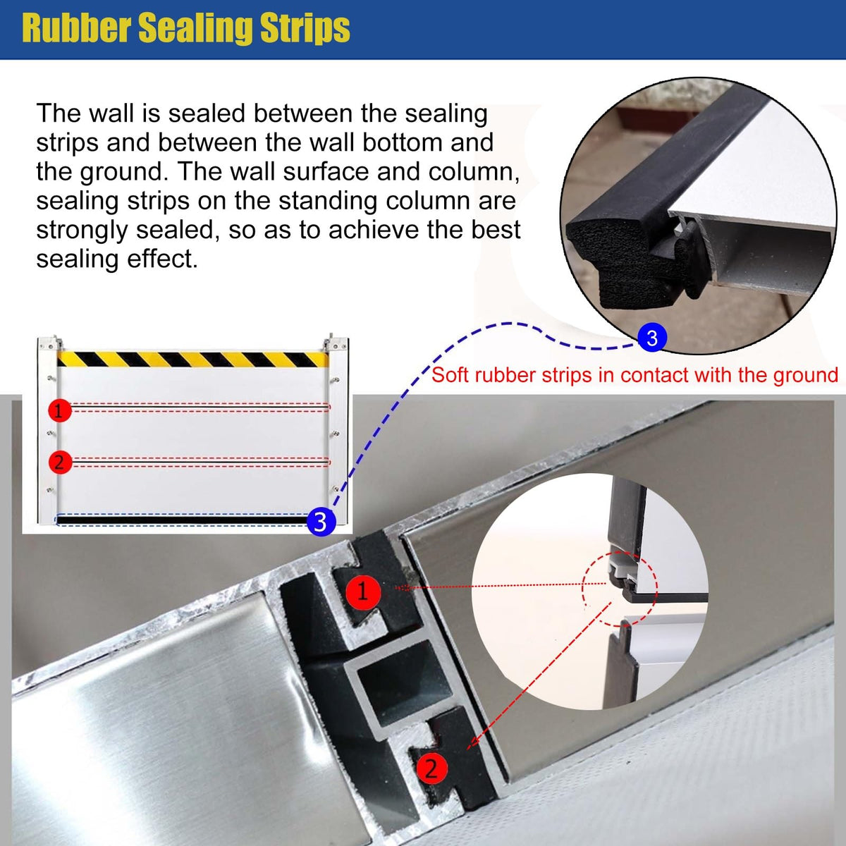 Reusable Aluminum Flood Barriers/Gates for Home Doors,2 4 6 8 10ft Long Flood Prevention Barrier Water Stopper Shield for Outside/Indoor/Garage Door/Basement/Pati,H 47.2in(120cm),L 9.5ft(290c