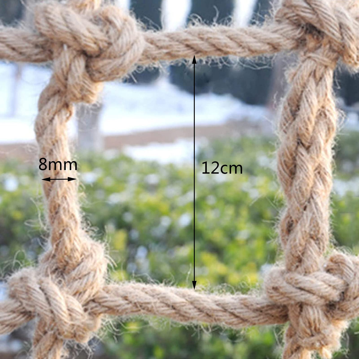 Kids Safety Net, 8mm Thick Hemp Rope Net with 12cm Grid Spacing, 1x1m Child Safety Net for Garden & Playground – Durable, Secure Protection for Kids and Pets