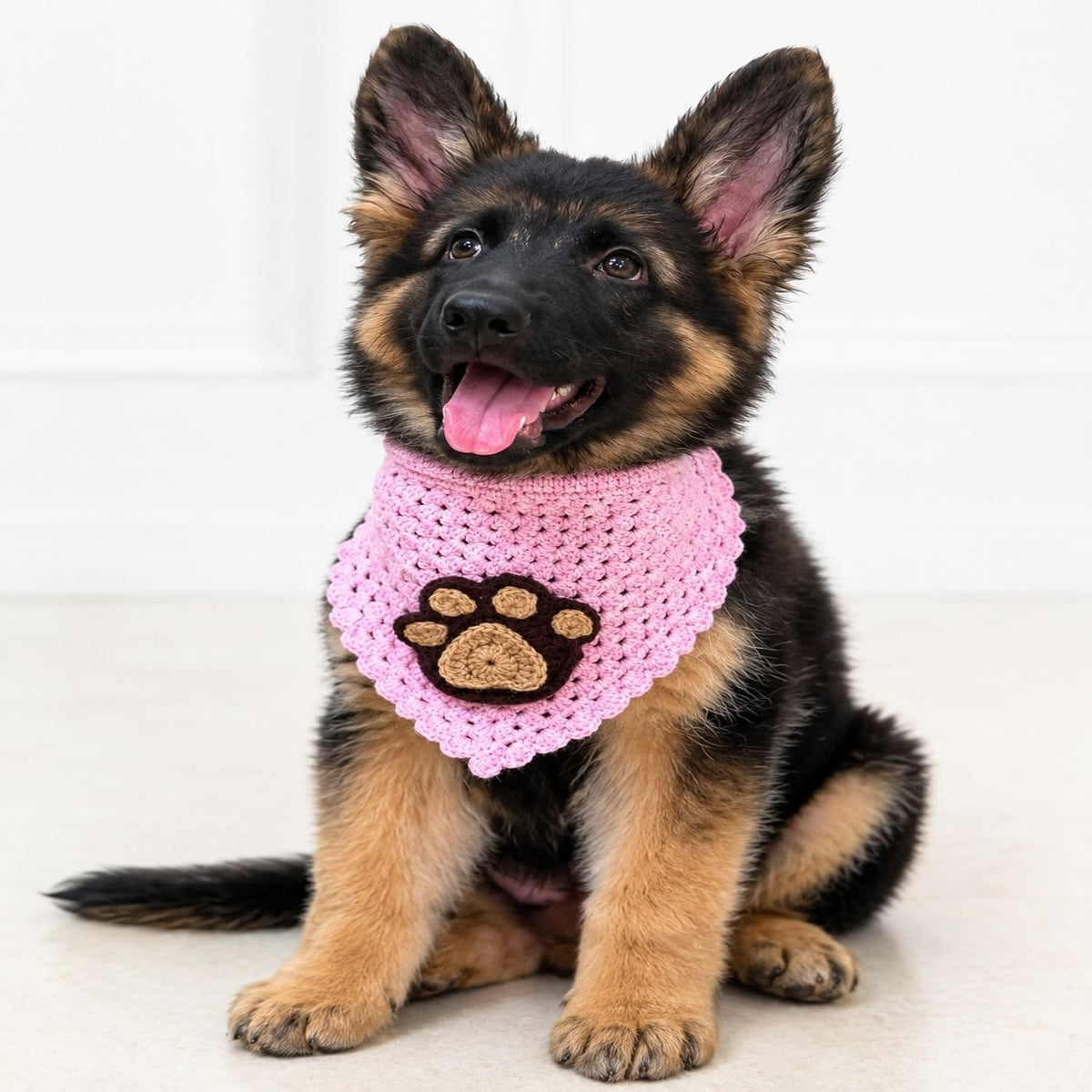 Timeless Trends Dog Bandana Designer Handmade Crochet Scarf Kerchief for Small Medium & Large Dogs Aesthetic Kneated