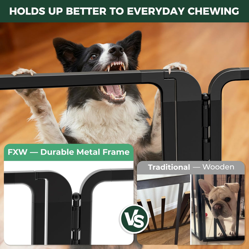FXW ClariWall Metal & Acrylic Dog Gate, Extra Wide for Openings Up to 219"