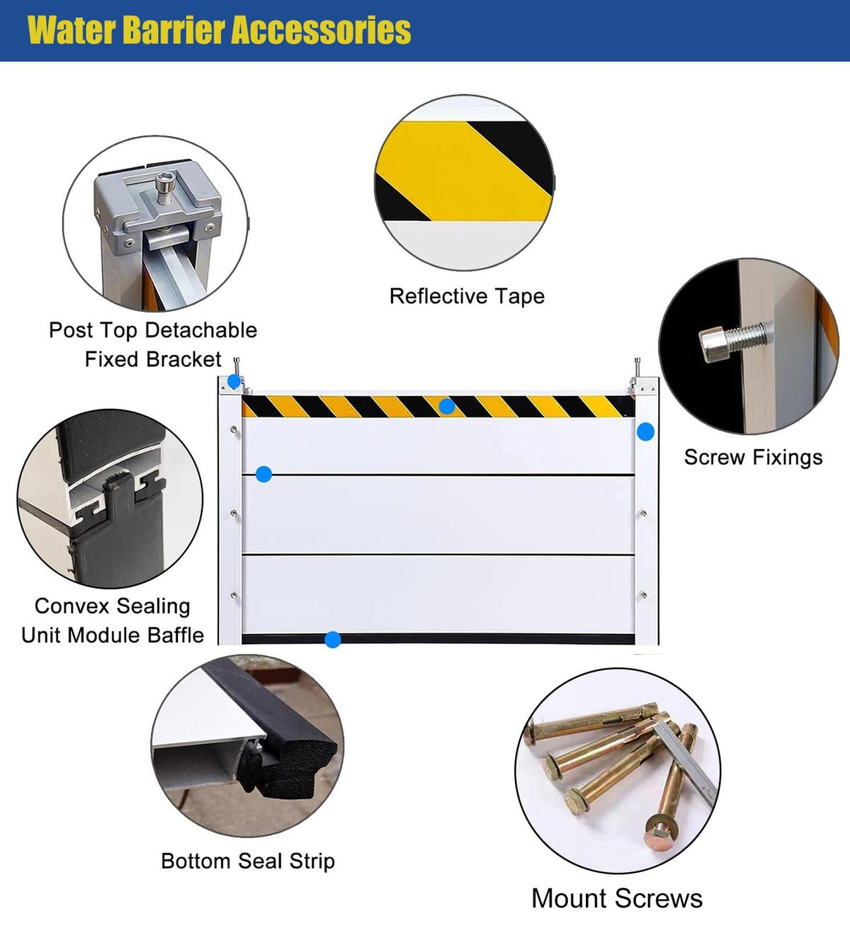 Reusable Aluminum Flood Barriers/Gates for Home Doors,2 4 6 8 10ft Long Flood Prevention Barrier Water Stopper Shield for Outside/Indoor/Garage Door/Basement/Pati,H 47.2in(120cm),L 9.5ft(290c