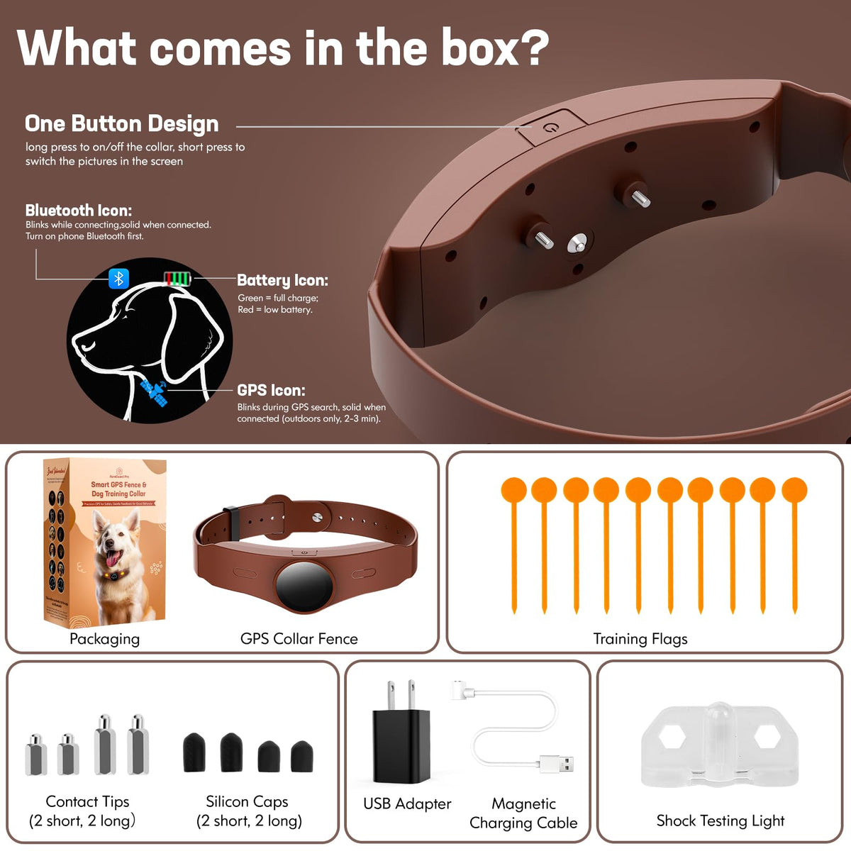 GPS Dog Collar Fence System with Free App, Electric Wireless Dog Fence