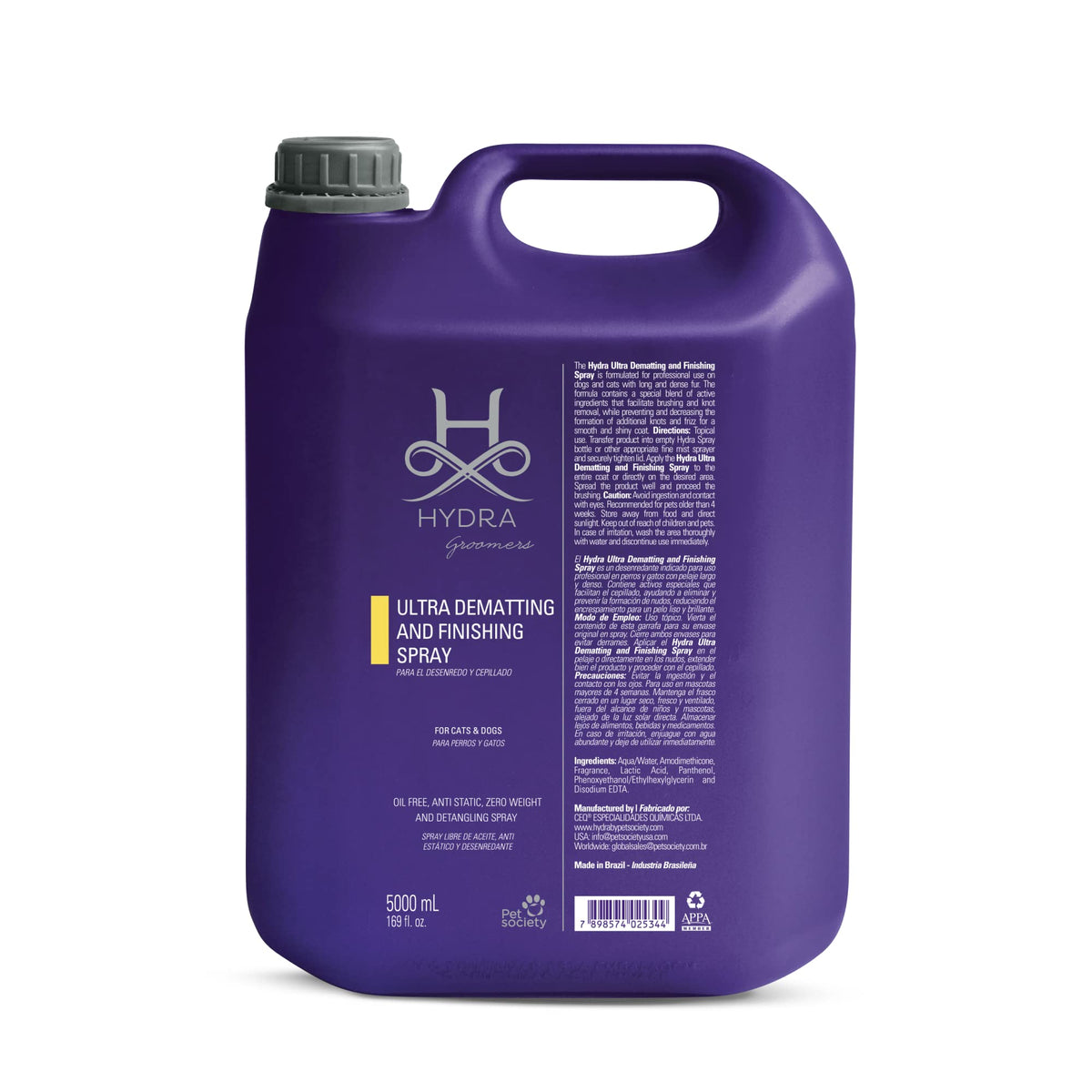 Hydra Professional Ultra Dematting and Finishing Spray for Dogs and Cats, Suitable for Pets with Long Hair, 169 fl.oz