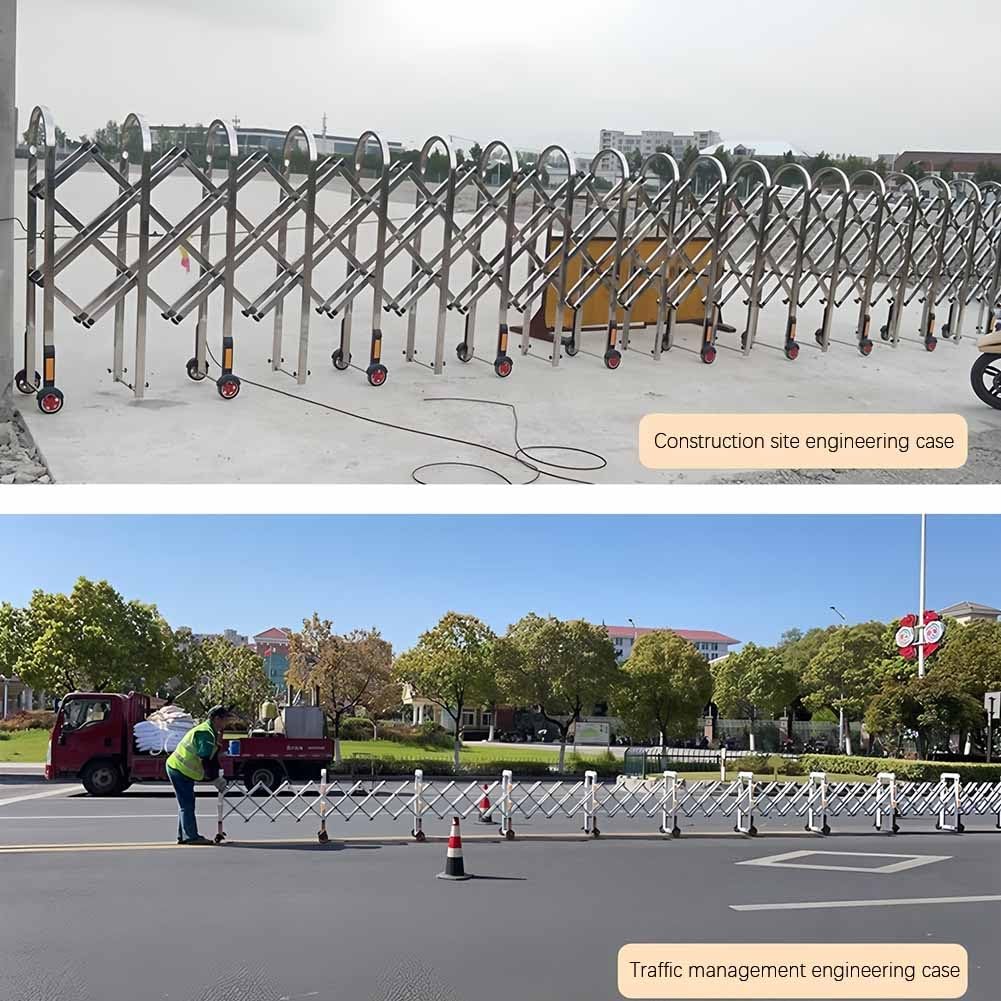 Expandable Metal Barricade - Telescopic Safety Barrier with Reflective Tape for Traffic Control and Construction Sites