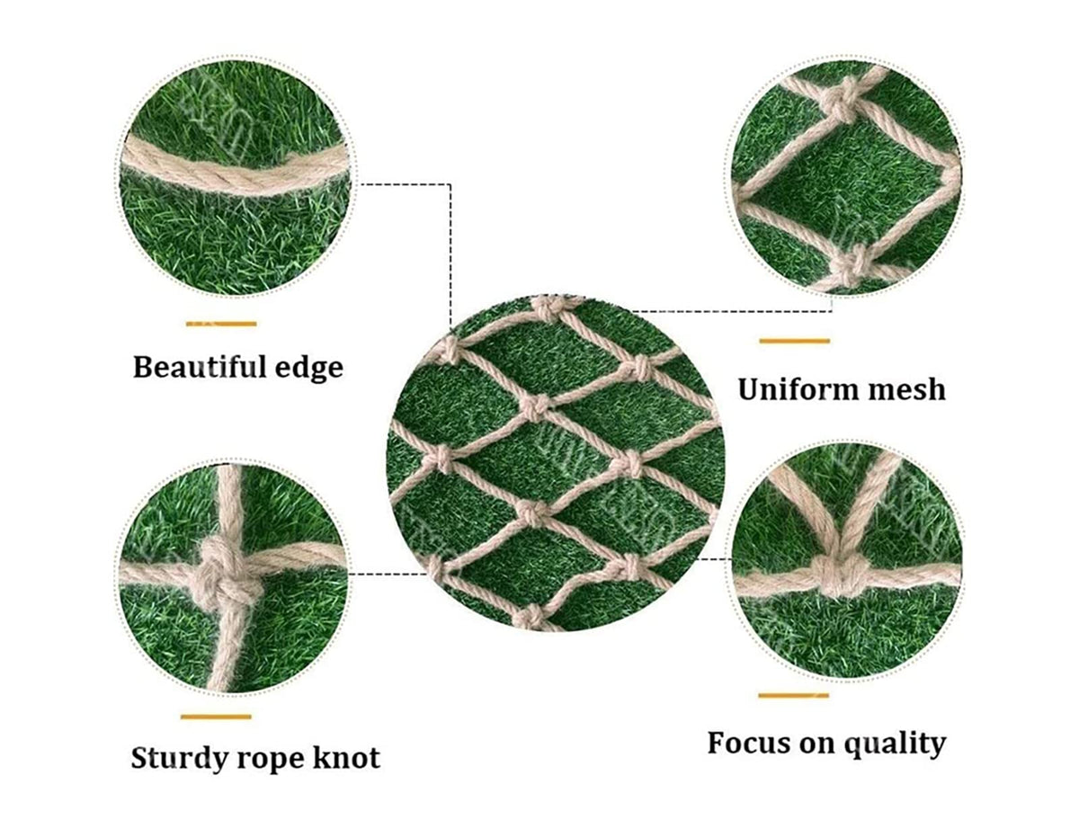 Kids Safety Net, 8mm Thick Hemp Rope Net with 12cm Grid Spacing, 1x1m Child Safety Net for Garden & Playground – Durable, Secure Protection for Kids and Pets
