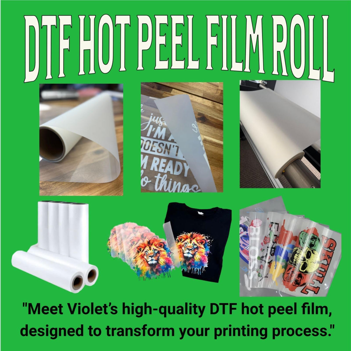 20 DTF Transfer Film Rolls (Hot Peel) 24""x 328ft Double-Sided Clear PET Heat Transfer Paper for Direct-to-Film Printing 24-inch DTF Film Roll Compatible with All DTF Printers for T-Shirts Textile