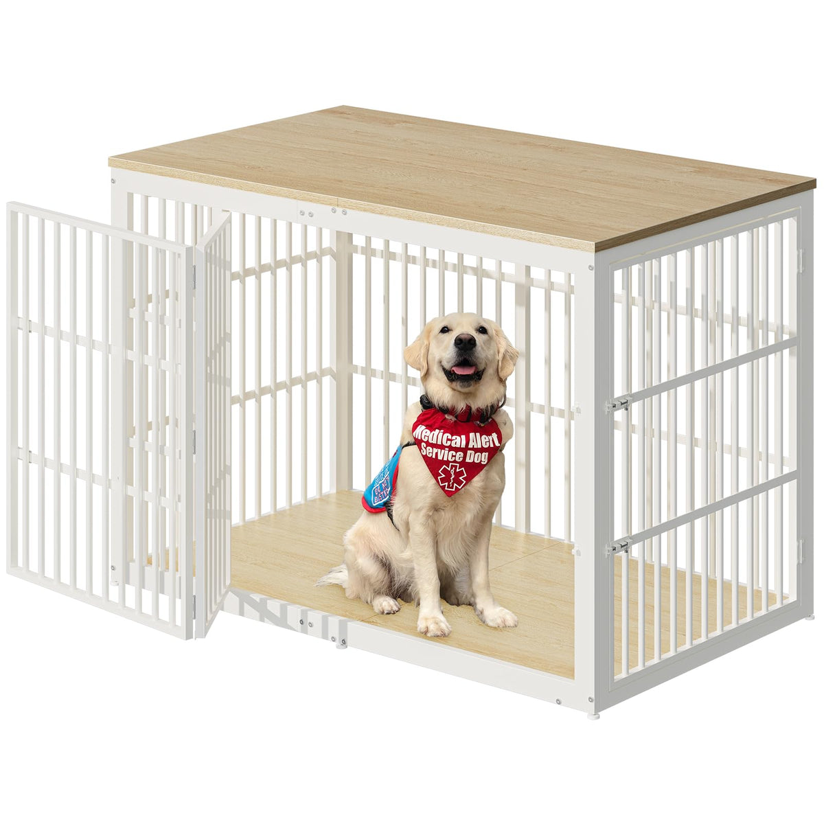 Lyromix 54" Dog Crate Furniture with Foldable Door, Rustic Brown